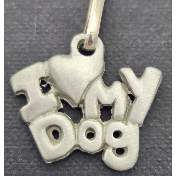 Chelsea Pewter I Heart My Dog Charm Vintage Pet Lover Jewelry Accessory - Picture 2 of 4